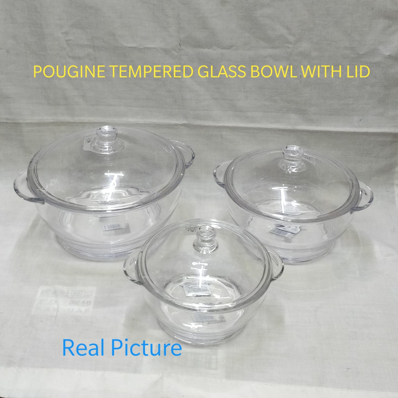 GLASS BOWL

Pougine Tempered Glass Bowl with Lid  Now Available 
BJ118/1 Size 1Ltr
BJ118/2 Size 1.5L 
Price Per Piece.

👍Comes with Gifts Box .