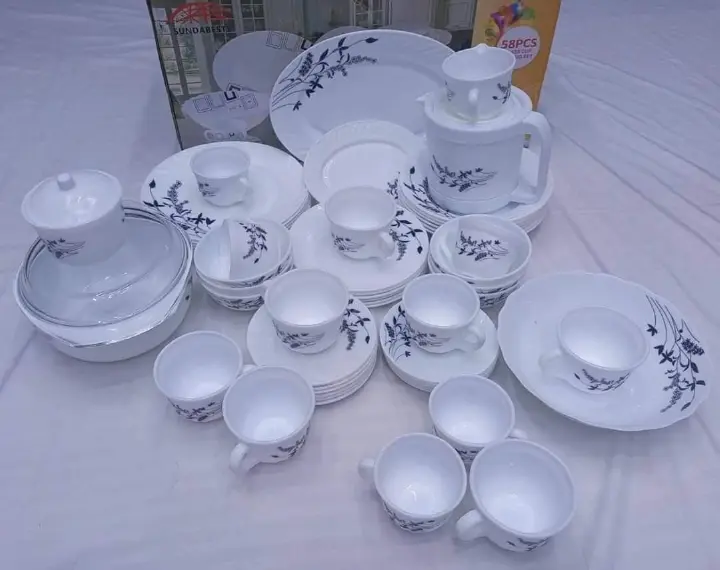 DINNER SET. Sundabest 58pcs dinner set ware, great dinnerset, beautiful and luxurious dinner set, unique, cost effective, durable and crafted to perfection, Simple and elegant with a high gloss finish
