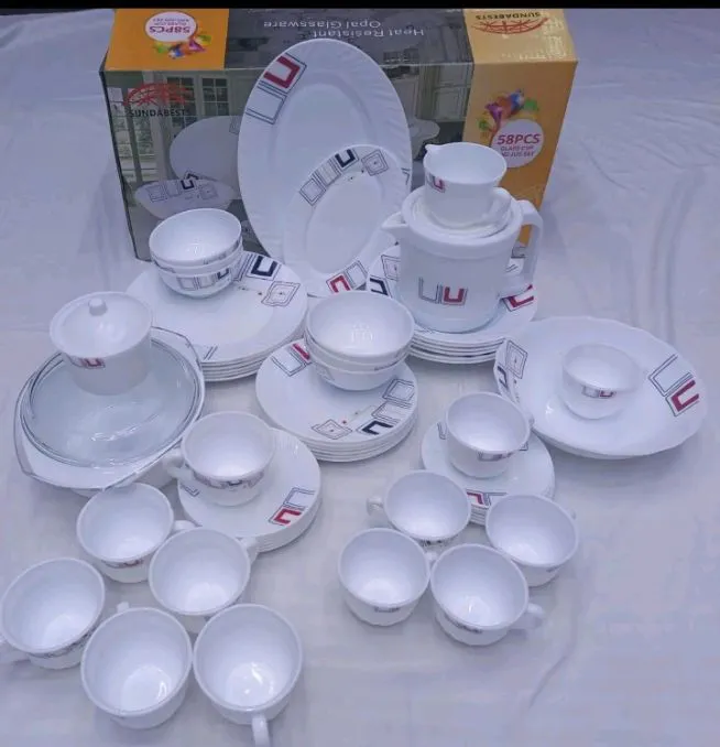 DINNER SET. Sundabest 58pcs dinner set ware, great dinnerset, beautiful and luxurious dinner set, unique, cost effective, durable and crafted to perfection, Simple and elegant with a high gloss finish