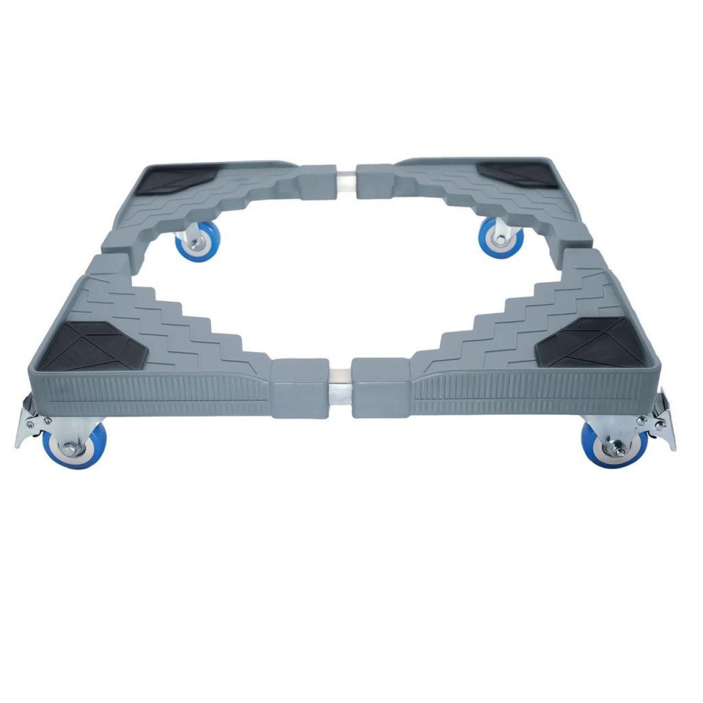 WASHING MACHINE STAND. Adjustable Heavy duty washing machine & fridge stand. Made of stainless steel and hard plastic, Makes work easier, 2 brakes wheels in the front for safety, Durable