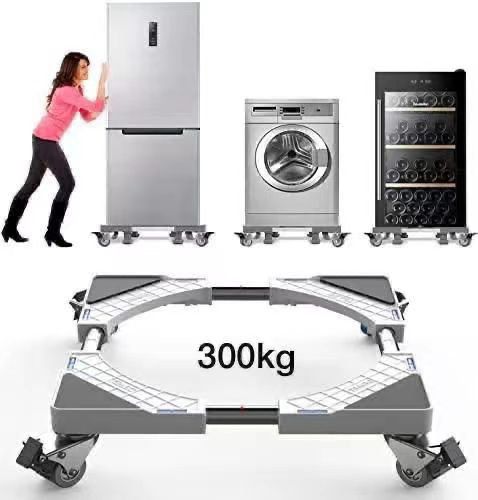 WASHING MACHINE STAND. Adjustable Heavy duty washing machine & fridge stand. Made of stainless steel and hard plastic, Makes work easier, 2 brakes wheels in the front for safety, Durable