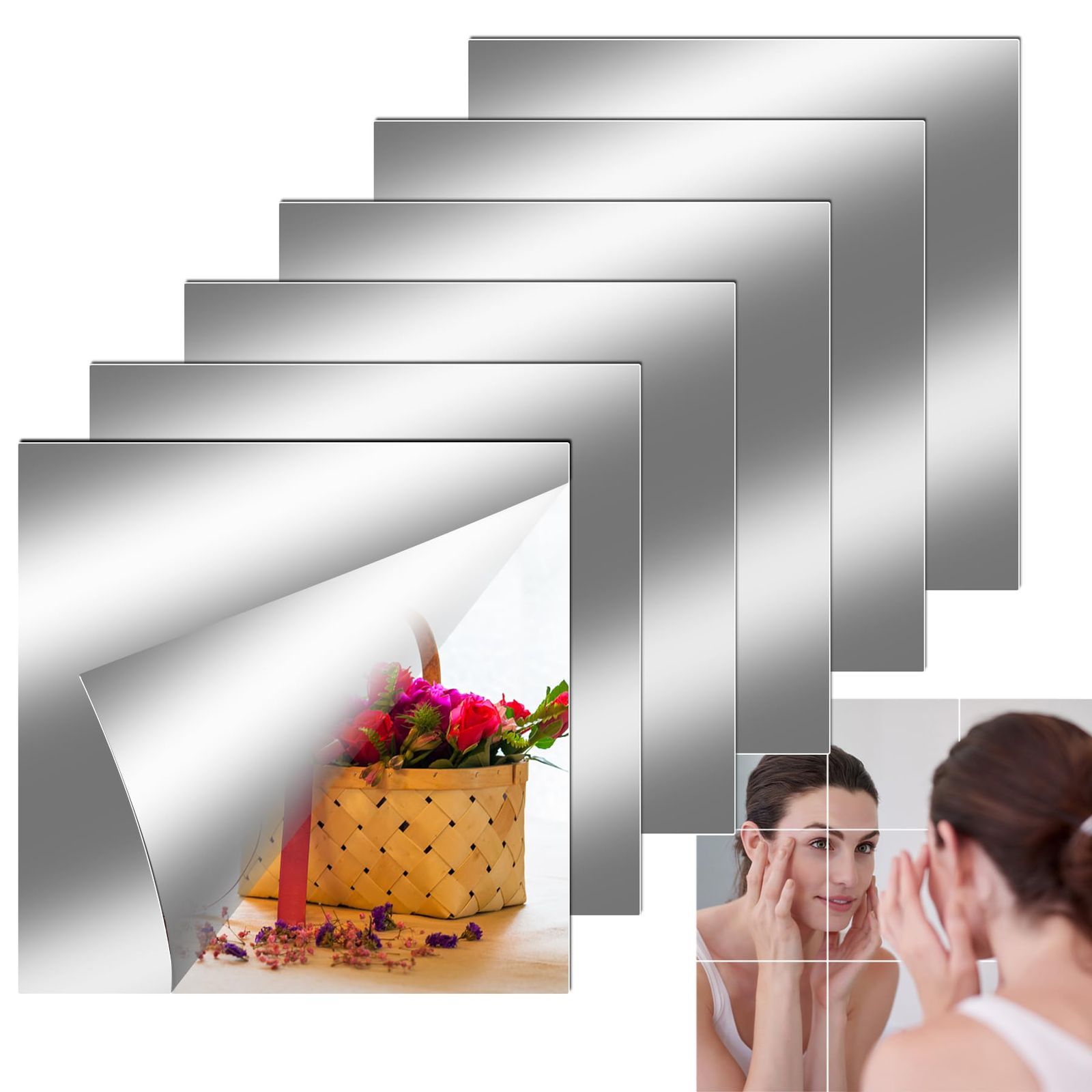 MIRROR. Self Adhesive UnBreakable  Acrylic Mirror, Lightweight yet sturdy for long-lasting use, Self-adhesive, no drilling required, Reflective décor, space enhancement, and interior styling
