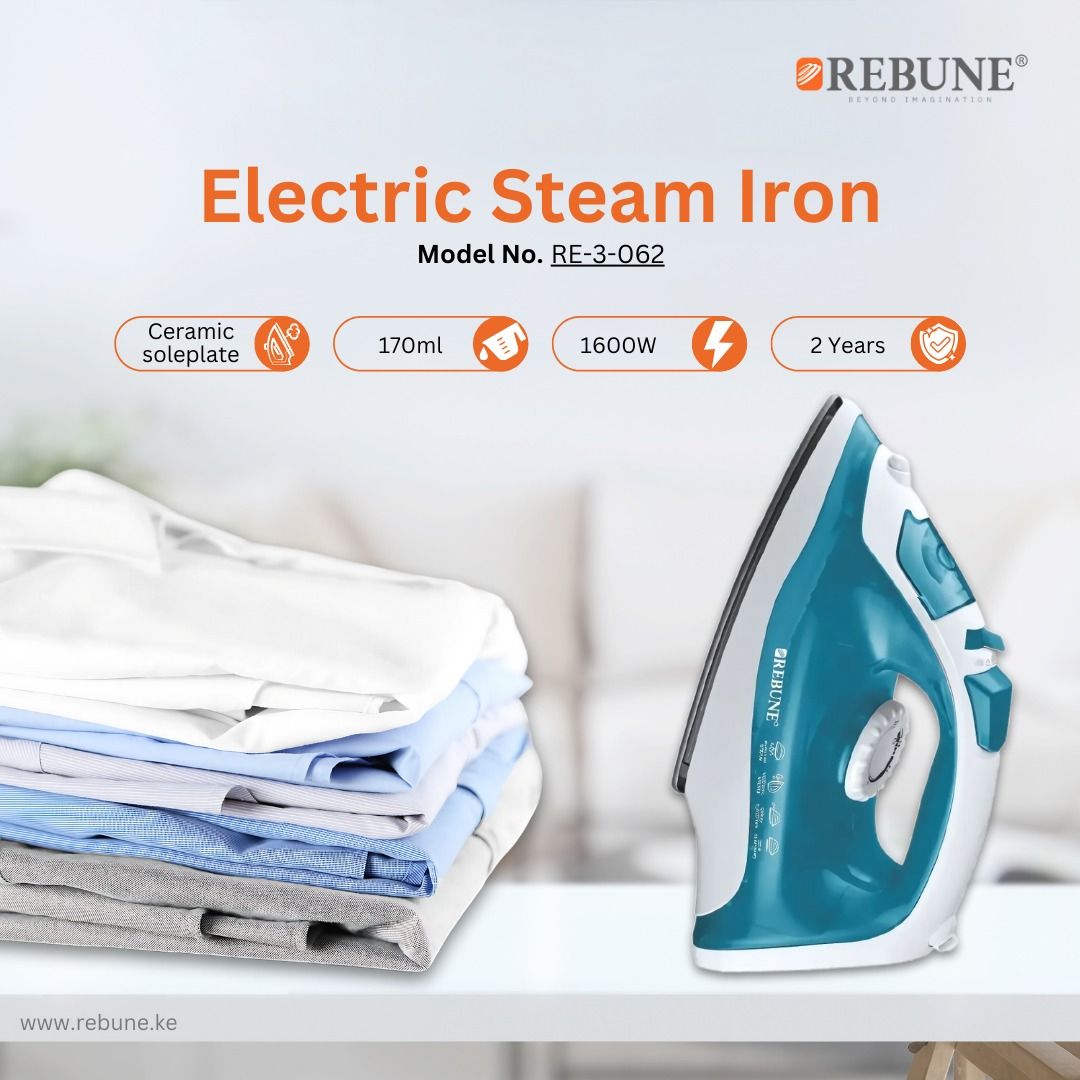 IRON BOX. steam rebune ironbox Re-3-062. Non-Stick coating soleplate, Excellent gliding on all fabrics, Full control-overheat safety protection, Easily remove creases, Reaches into tricky areas
