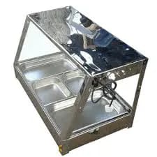 SUPER QUALITY Chips warmer/food warmer display.The displays are made out of durable stainless steel and glass, lasting for a long period of time without rusting. You can effectively attract customers