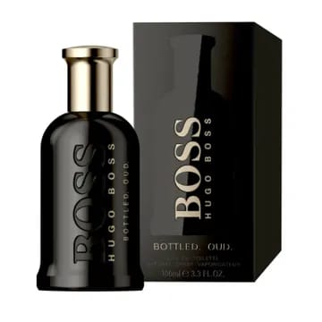 Hugo Boss Boss Bottled Oud Eau de Parfum for men. 
It is an oriental woody fragrance launched in 2015. 
The scent is described as masculine, intense, opulent, and refined. 
Top notes include apple and