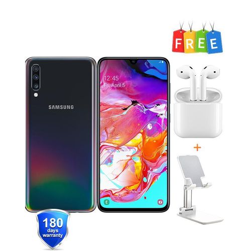 REFURBISHED SAMSUNG A70 6GB RAM 128GB ROM BLACK DISPLAY 6.7 INCHES TRIPPLE BACK CAMERA 32MP + 8MP + 5MP BATTERY CAPACITY 4500 MAH