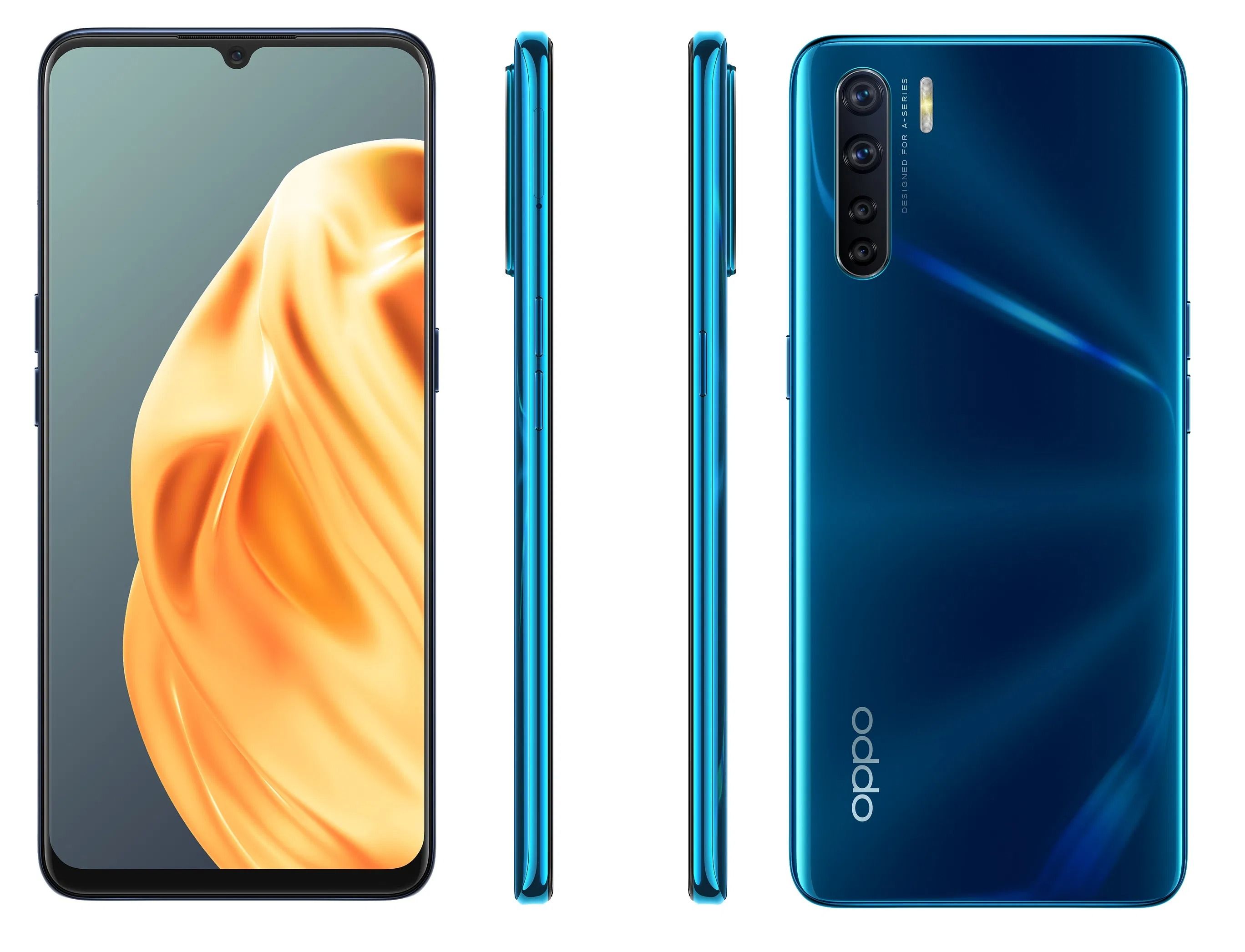 Refurbished Phones OPPO A91 128GB+8GB 6.4" 4000mAh AMOLED Screen Dual SIM 4G Fingerprint with Face Unlock Type-C charge 48MP+16MP with charger