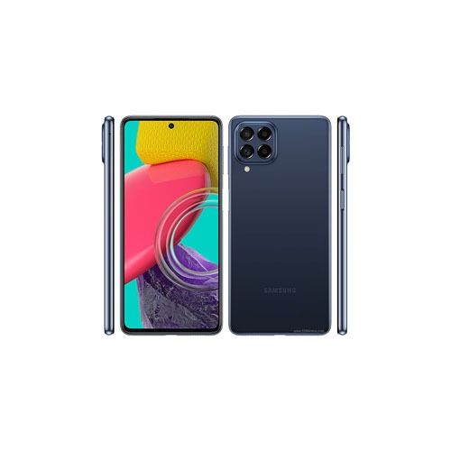 REFURBISHED 99% CLEAN SAMSUNG M53 5G 128GB ROM 8GB RAM DISPLAY 6.7 INCHES REAR CAMERA 108MP + 8MP + 2MP + 2MP BATTER CAPACITY 5000Mah ANDROID 15