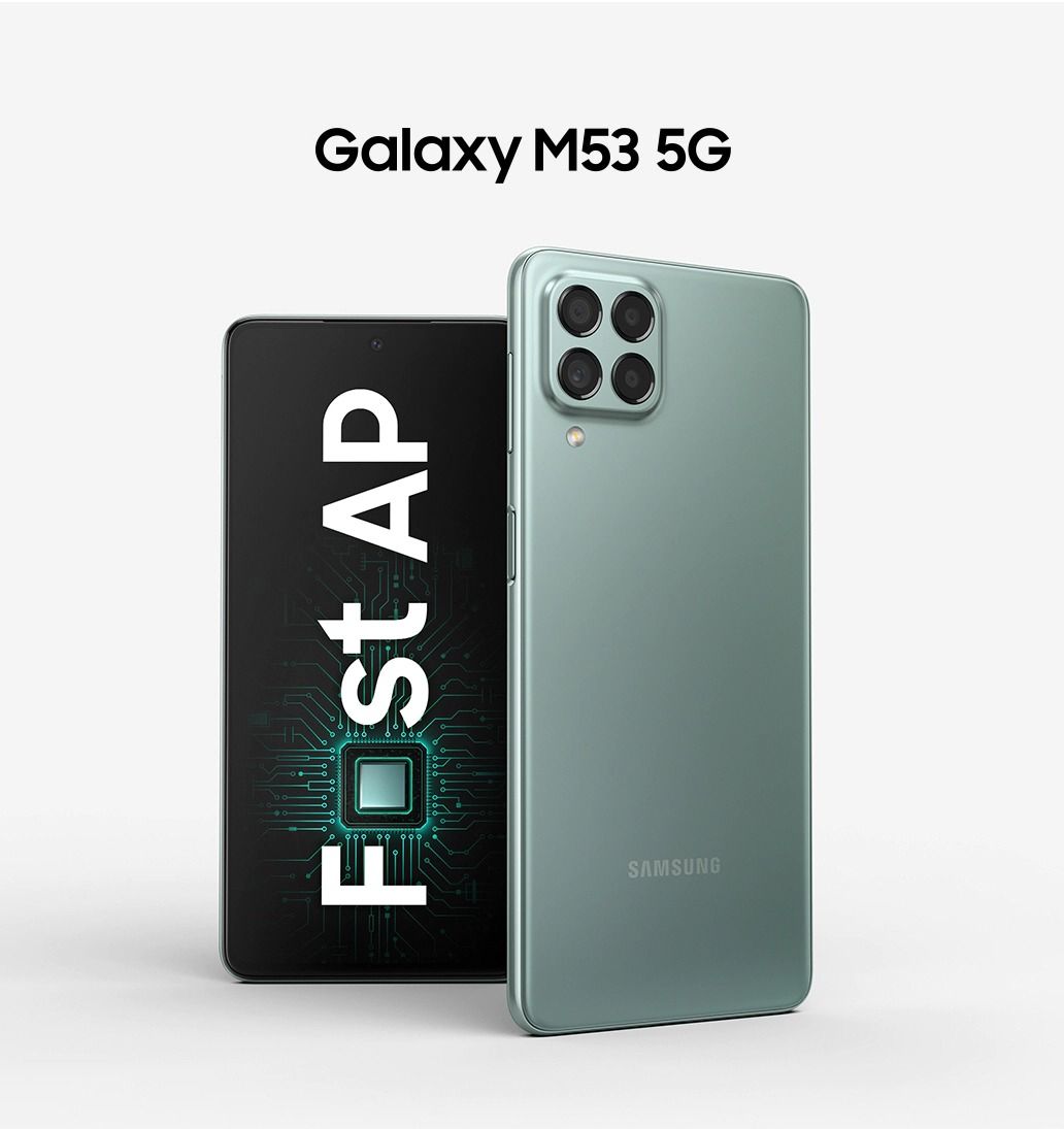REFURBISHED 99% CLEAN SAMSUNG M53 5G 128GB ROM 8GB RAM DISPLAY 6.7 INCHES REAR CAMERA 108MP + 8MP + 2MP + 2MP BATTER CAPACITY 5000Mah ANDROID 15