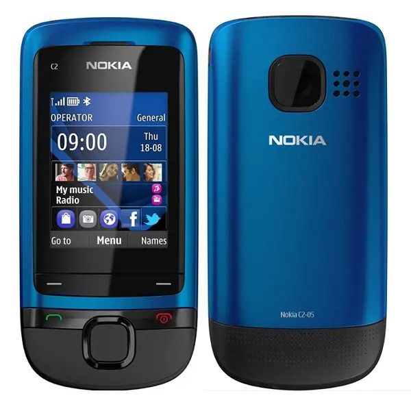 NOKIA C2-05 DISPLAY 2 INCHES SLIDE FEATURE PHONE 64MP STORAGE SUPPORTS MEMORY CARD BATTERY 86OMah BLACK/BLUE
