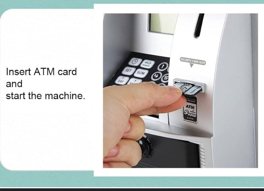 Mini ATM Savings Bank ATM Piggy Bank Machine Safe ATM Machine for Real Money Adult Kids Money Saver Electronic Piggy Bank Coin Cash Box Plastic ATM Bank for Coin Recognition and Balance Calculator