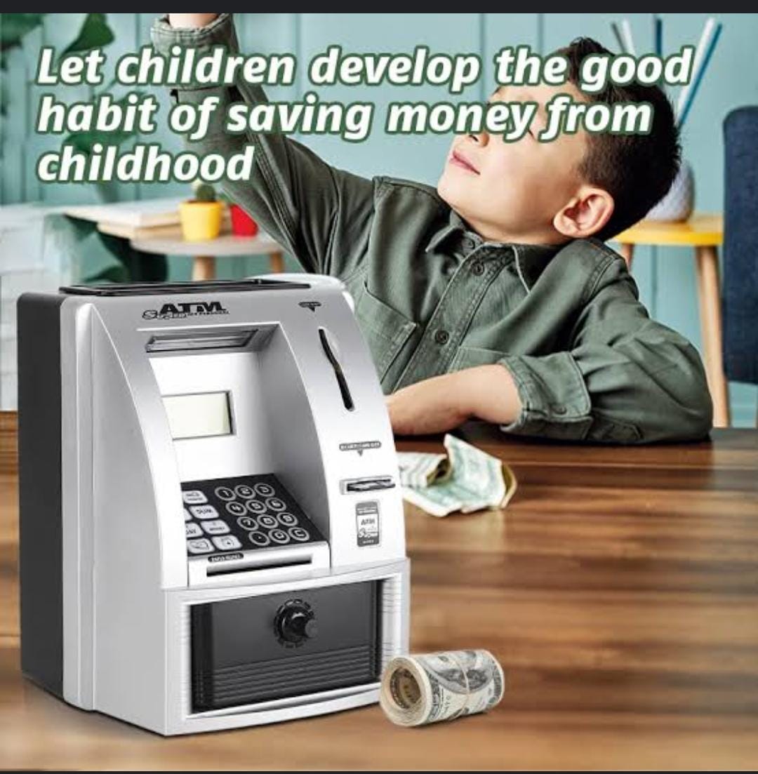 Mini ATM Savings Bank ATM Piggy Bank Machine Safe ATM Machine for Real Money Adult Kids Money Saver Electronic Piggy Bank Coin Cash Box Plastic ATM Bank for Coin Recognition and Balance Calculator