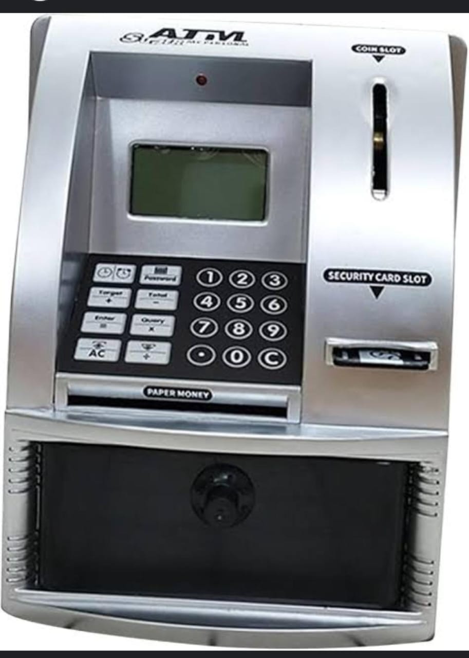 Mini ATM Savings Bank ATM Piggy Bank Machine Safe ATM Machine for Real Money Adult Kids Money Saver Electronic Piggy Bank Coin Cash Box Plastic ATM Bank for Coin Recognition and Balance Calculator