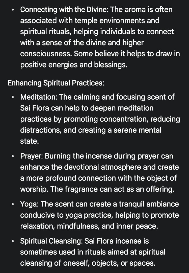 sai flora incense best for prayers .works perfectly well to bring favour and good energy