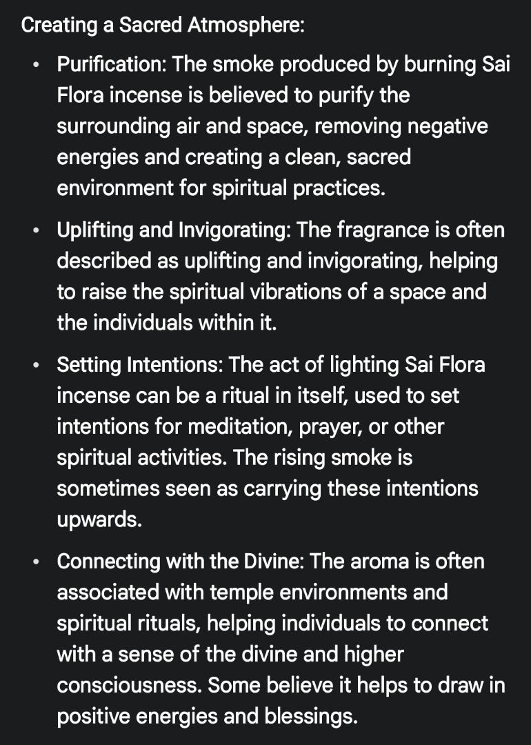 sai flora incense best for prayers .works perfectly well to bring favour and good energy