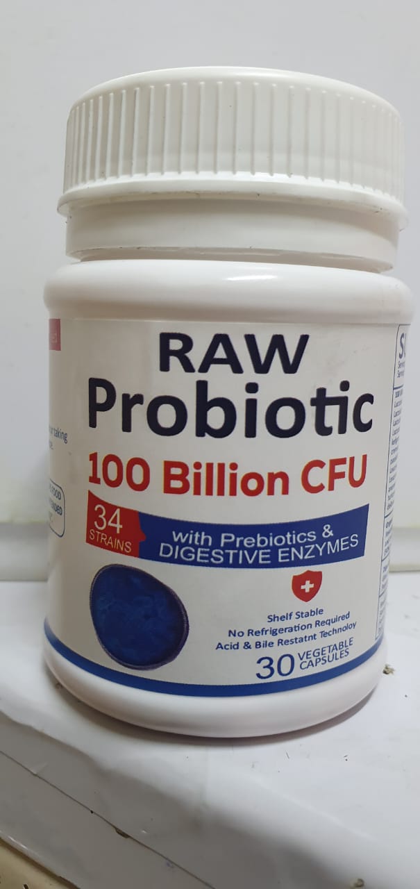 Raw Probiotic 100 Billion CFU with Prebiotics & Digestive Enzymes - 30 capsules