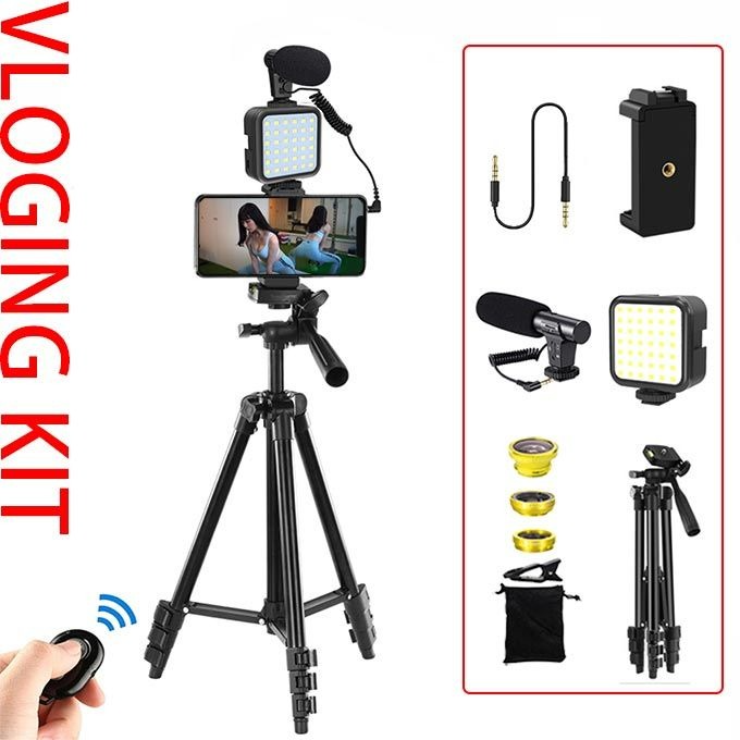 Phone Vlog Video Fill Light Kit With Adjustable Tripod Mic
