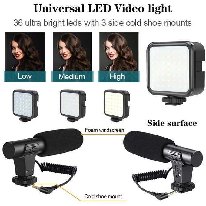 Phone Vlog Video Fill Light Kit With Adjustable Tripod Mic