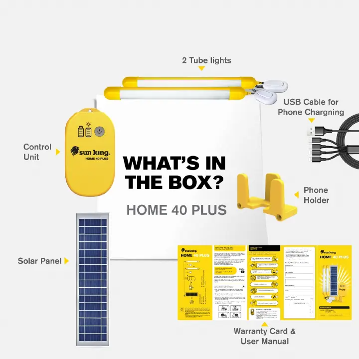SUN KING SOLAR SYSTEM - Home 40 Plus | Portable Solar Tube Light with Mobile Phone Charging