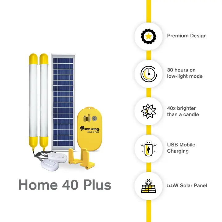 SUN KING SOLAR SYSTEM - Home 40 Plus | Portable Solar Tube Light with Mobile Phone Charging