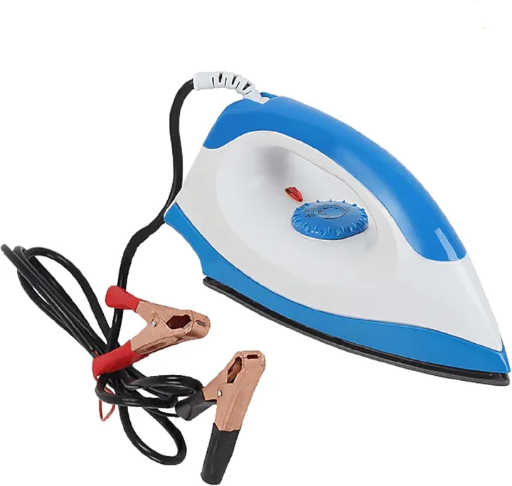 Solar / Battery Power Dry Iron Box 12V Battery Operated Electric Iron for Travel and Commute