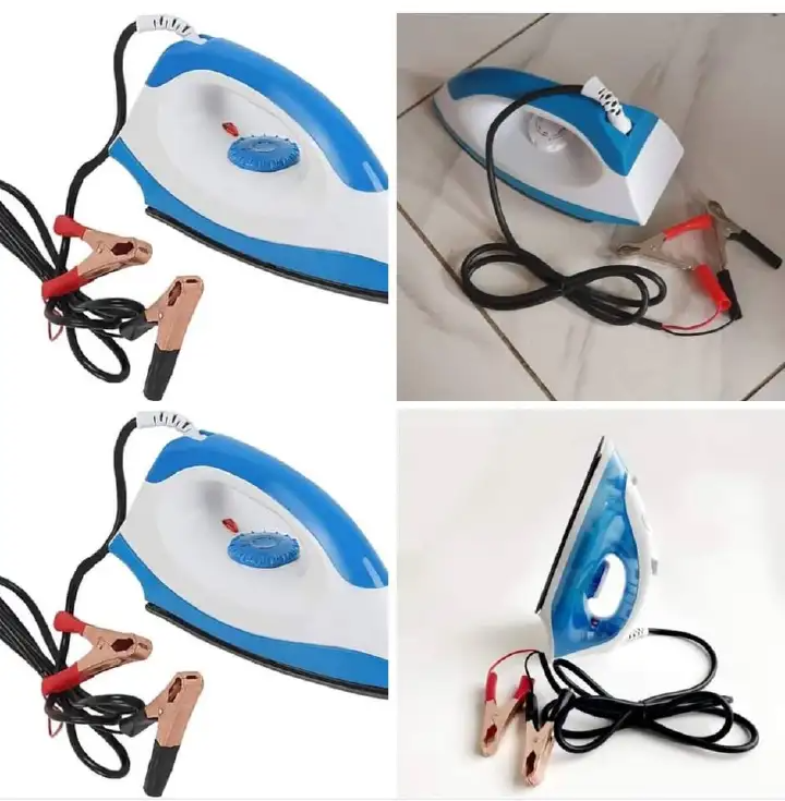 Solar / Battery Power Dry Iron Box 12V Battery Operated Electric Iron for Travel and Commute