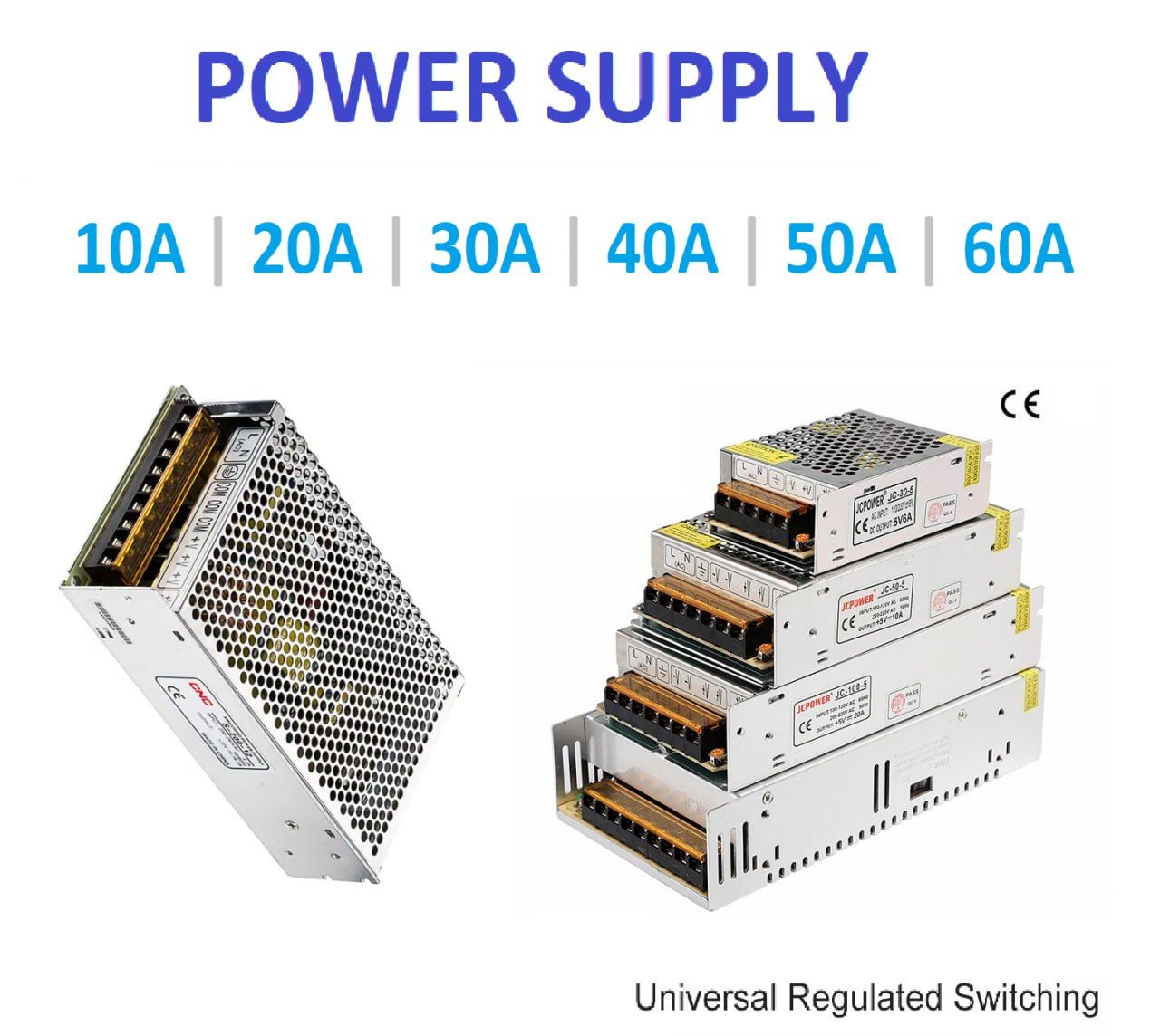 Universal Regulated Metal Case Switching Power Supply Unit 12 Volts for CCTV, Light box, Light & Automatic equipment