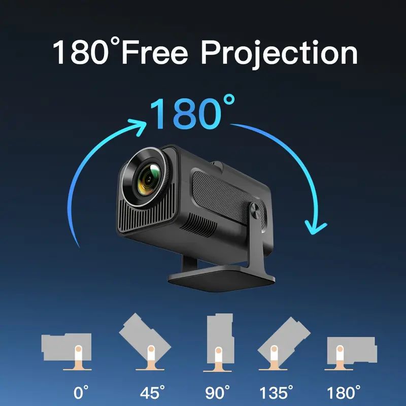 New Smart Projector HY320 Mini Native 720P Support 4K Decoding 400ANSI Android 11.0 Flexible 180° Rotate Dual Band WIFI Band For Home Theater/Outdoors
