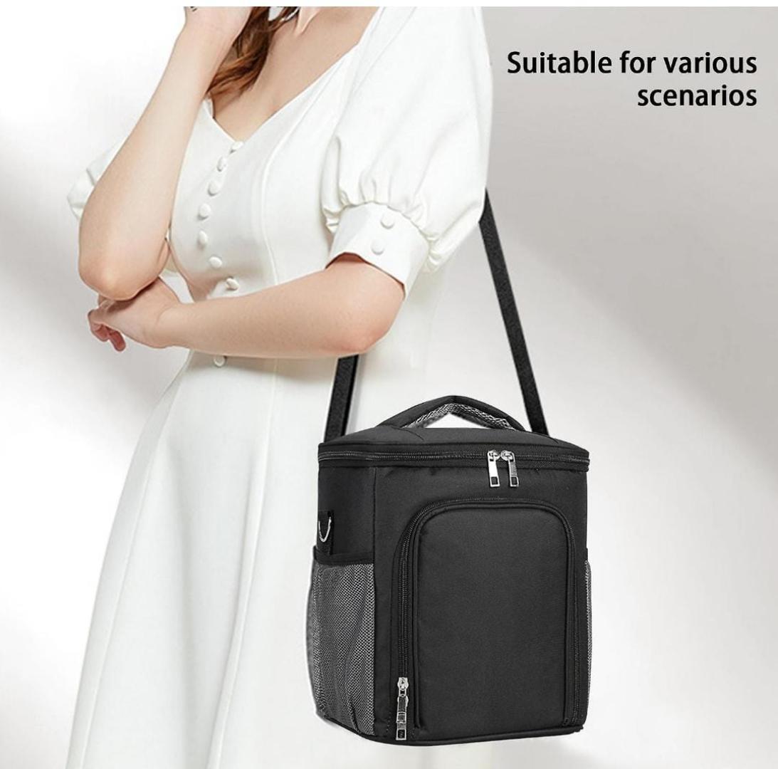 side pocket 2layer large capacity insulated  food lunch bag