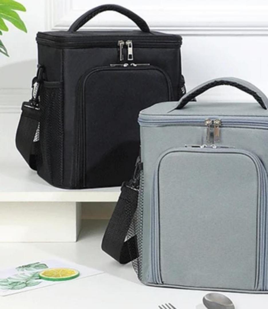 side pocket 2layer large capacity insulated  food lunch bag