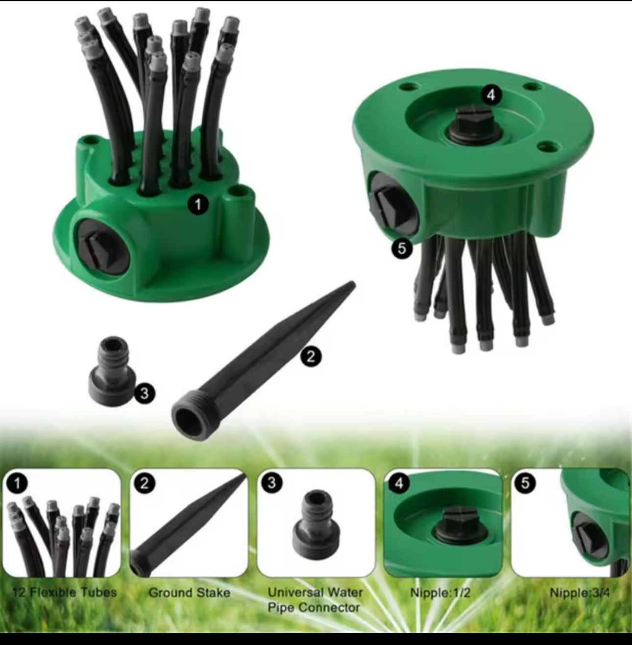 360 Degrees automatic Garden sprinkler for watering grass lawn rotary nozzle rotating sprinkler,Garden Water Sprinklers for Yard Large Area, Plant Irrigation and Kids Sprinklers for Yard