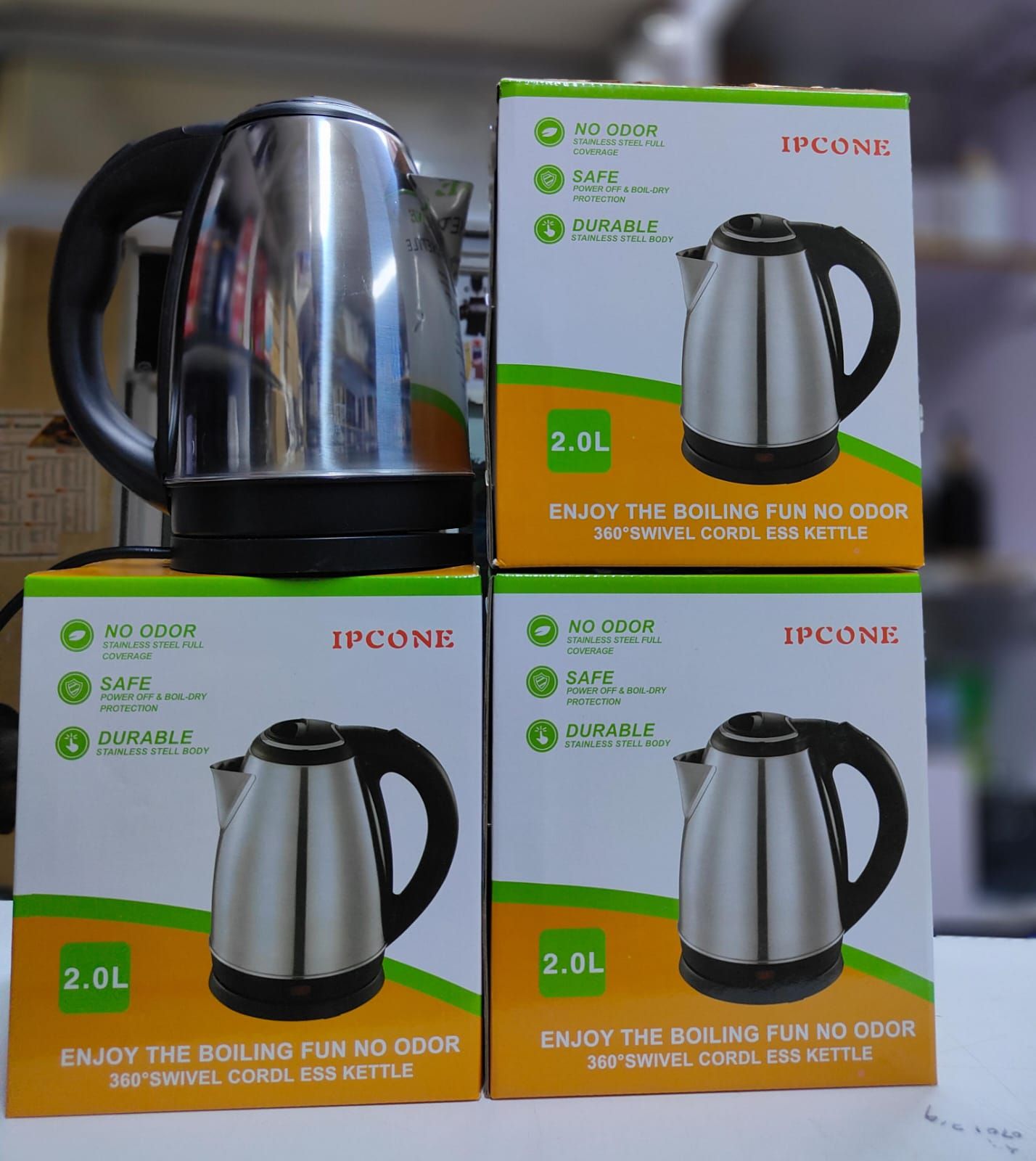 KETTLE. IPCONE Cordless Electric Kettle 2LITRES. this hot water kettle is cord-free for easy serving