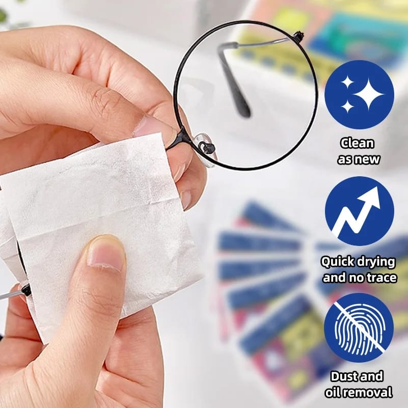 100pcs Disposable cleaning wipes/Suitable for :Eye Glasses,Phones,Cameras,Windows/ Glasses Cleaning Cloth for Lens Phone Screen Cleaning Wipes