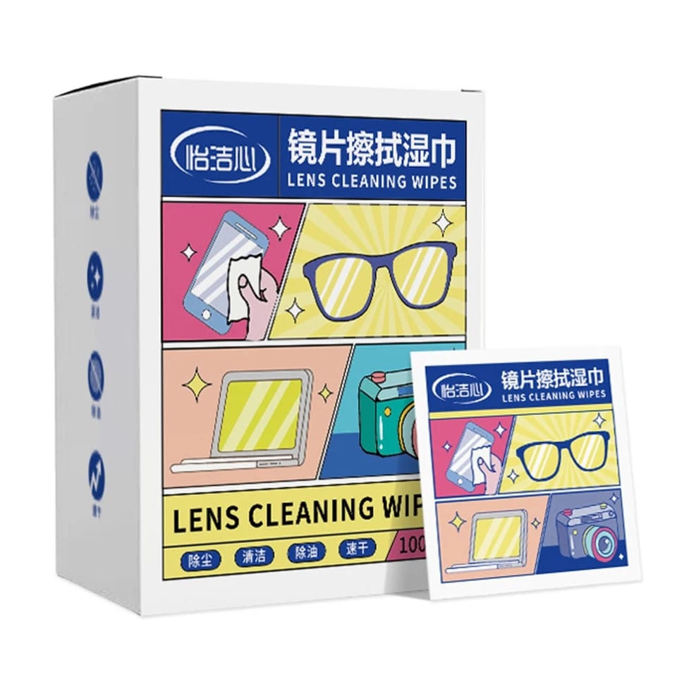 100pcs Disposable cleaning wipes/Suitable for :Eye Glasses,Phones,Cameras,Windows/ Glasses Cleaning Cloth for Lens Phone Screen Cleaning Wipes