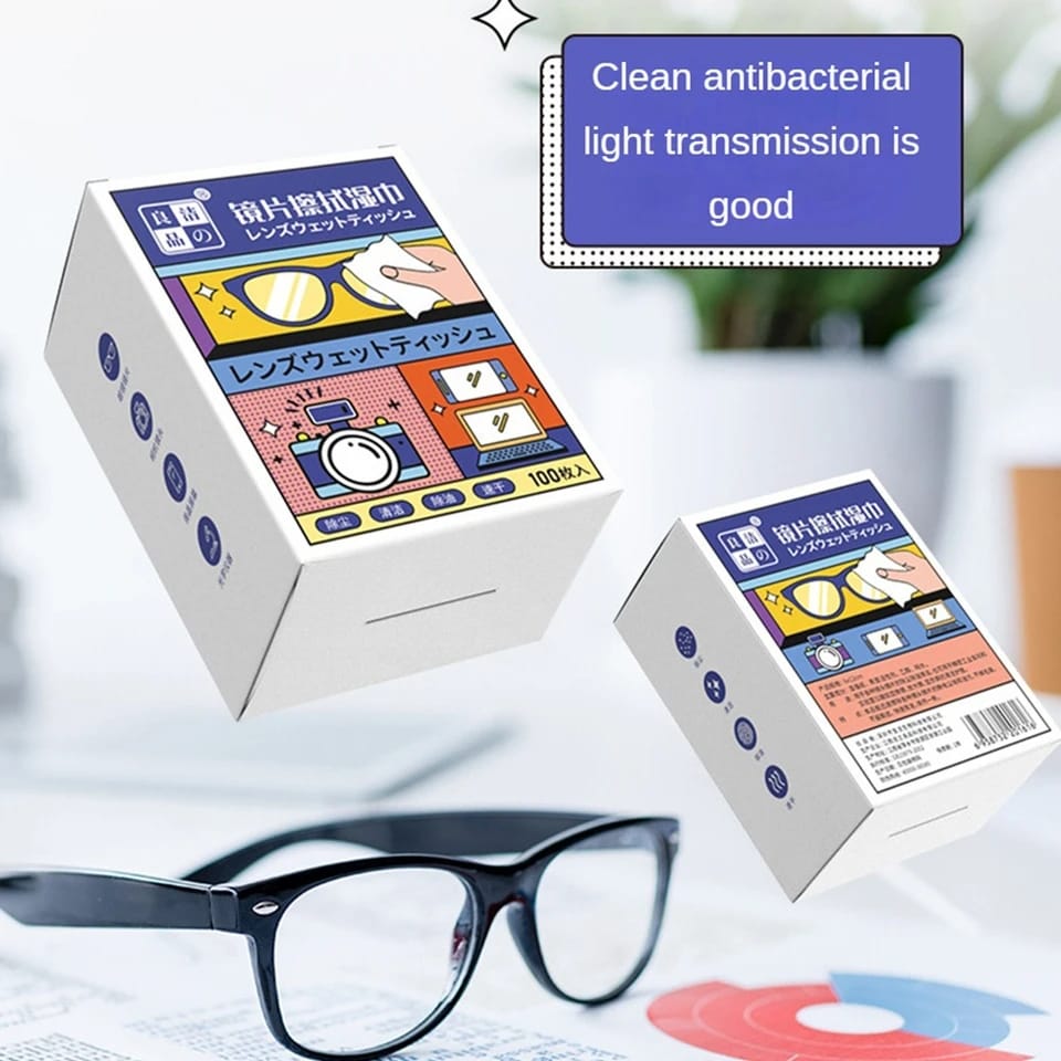 100pcs Disposable cleaning wipes/Suitable for :Eye Glasses,Phones,Cameras,Windows/ Glasses Cleaning Cloth for Lens Phone Screen Cleaning Wipes