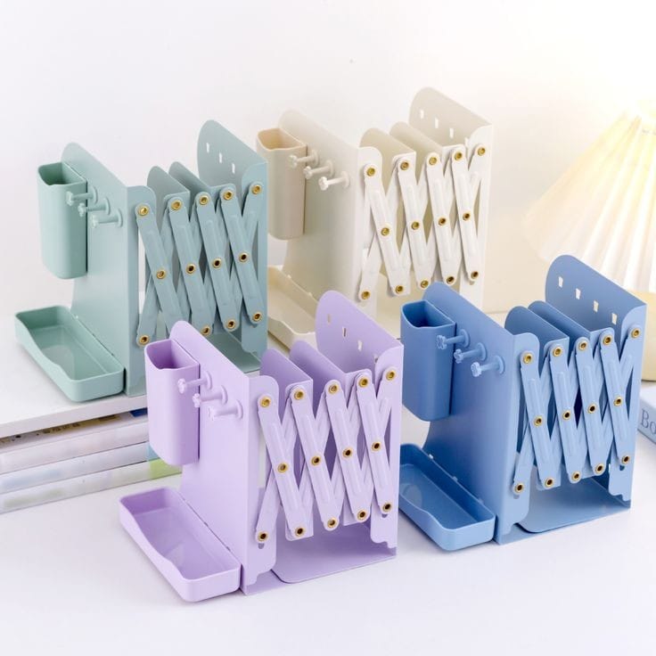 Expandable Desktop Bookshelf, Desktop Tabletop Metallic Filing Organization Bookshelf, Mini Bookshelf Organizer Tabletop Bookshelf for Office Home Tabletop