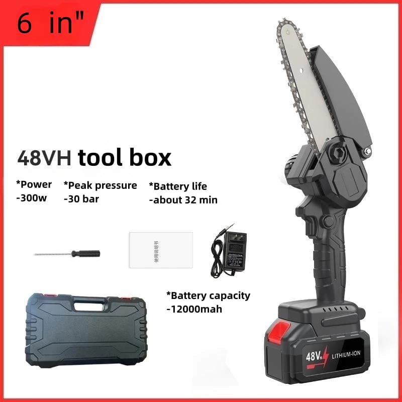 Cordless chainsaw 6-inch electric pruning machine with a 48V rechargeable battery