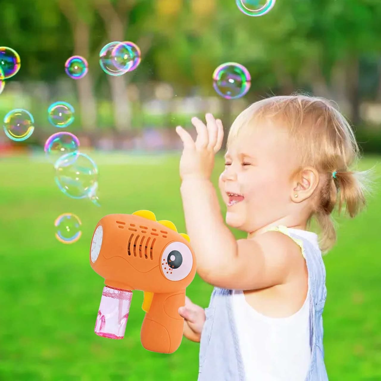 Kids Bubble Gun, Dino Bubble Machine Gun for Toddlers, Automatic 20-Hole Bubbles Blower Maker Bubbles for Kids Party Favours Birthday Gift for Boys Girls