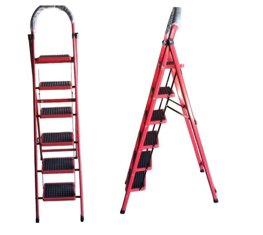 6 Step foldable step stool ladder portable ladders wide anti-slip pedals.Stainless steel lightweight for household