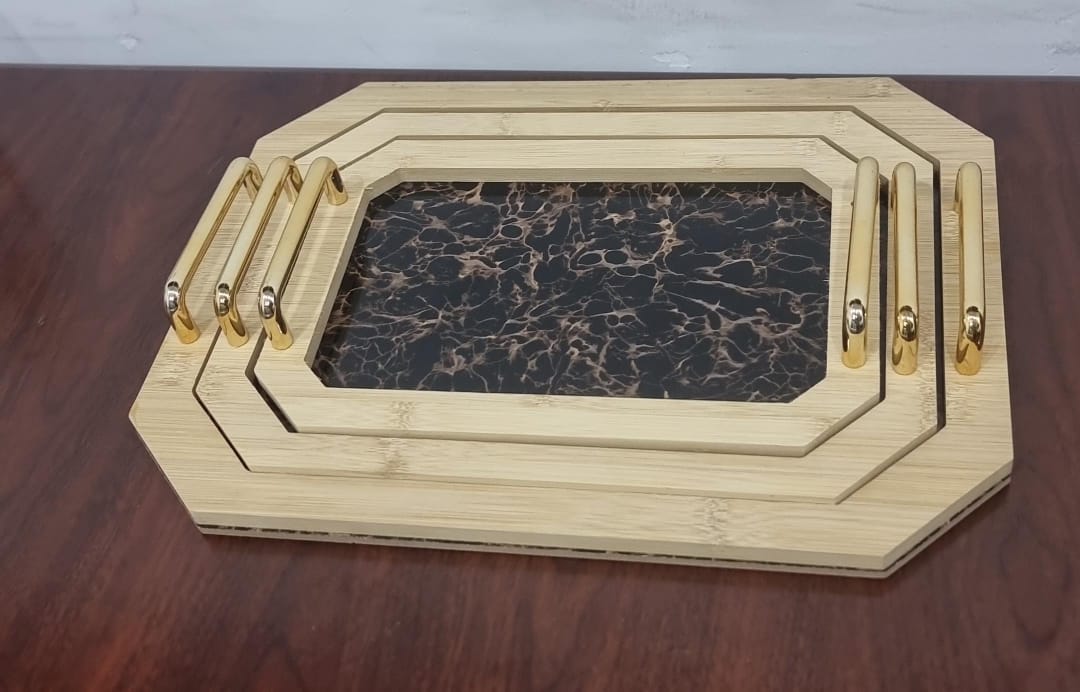 3in1 marble  wooden tray now available set of 3pcs 
Size;
Big 39x29
Middle 33x24
Small 28x19
