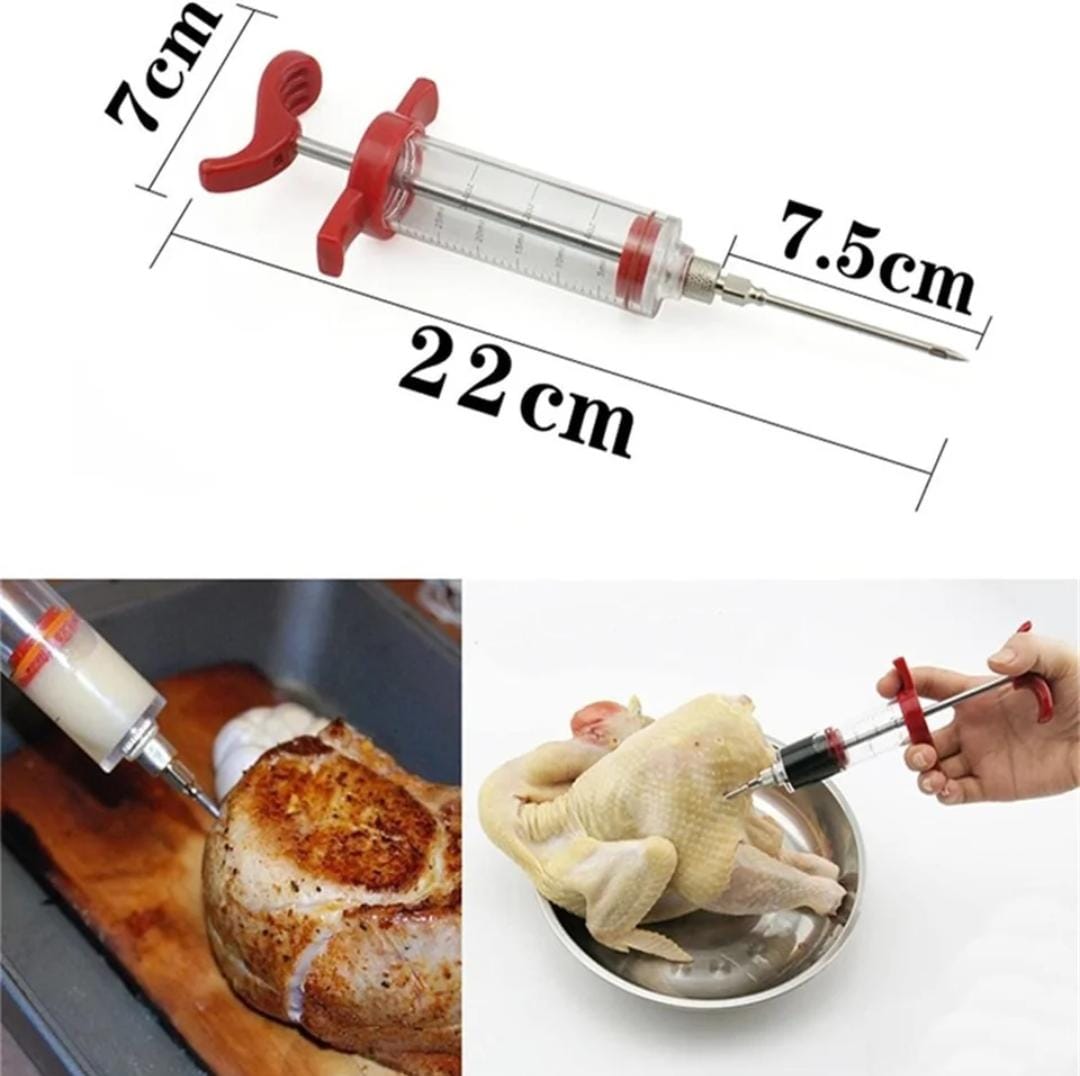 Stainless Steel BBQ Tools Marinade Cooking Meat Poultry Turkey Chicken Spice Flavor Syringe Injector