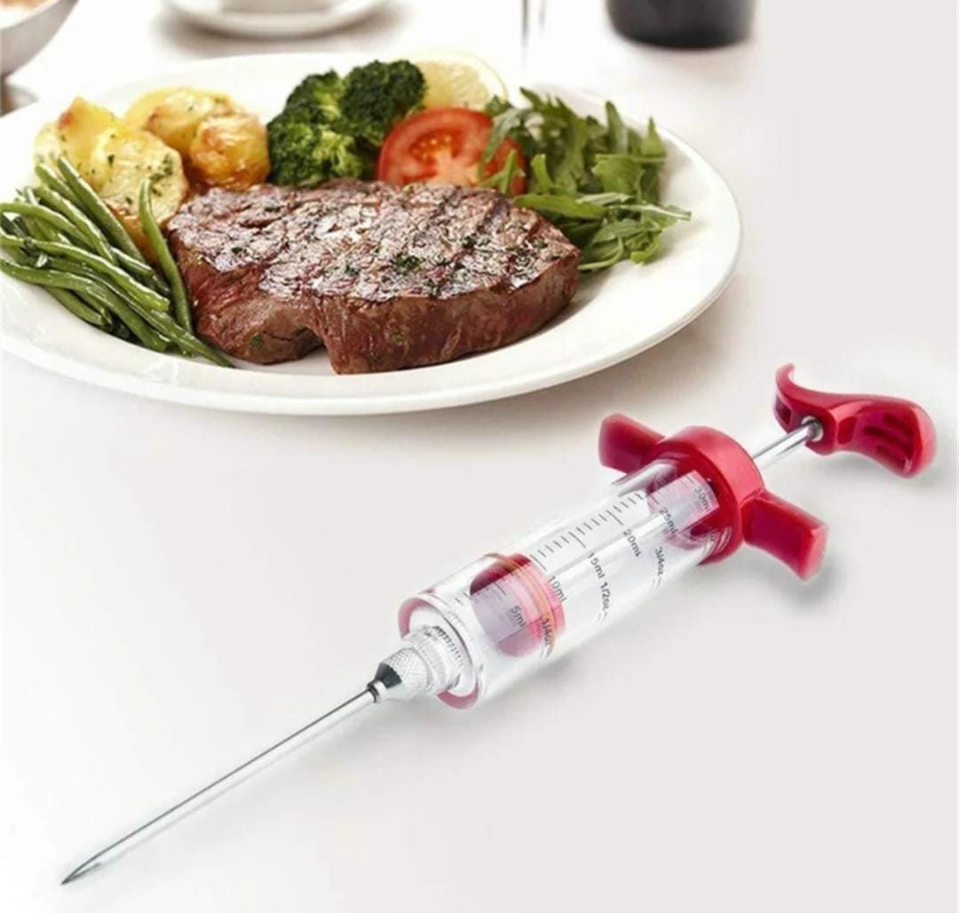 Stainless Steel BBQ Tools Marinade Cooking Meat Poultry Turkey Chicken Spice Flavor Syringe Injector