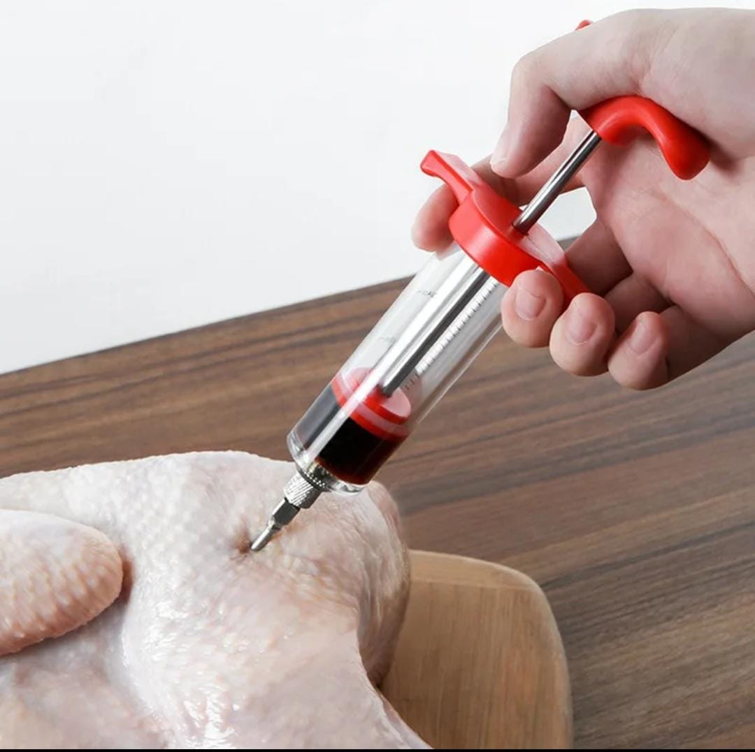 Stainless Steel BBQ Tools Marinade Cooking Meat Poultry Turkey Chicken Spice Flavor Syringe Injector