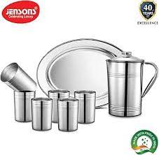 Classic 7 pcs REDBERRY Premium Range of STAINLESS STEEL 7 pcs LEMON SET [ 2 ltr Jug + 6pcs Long glass]