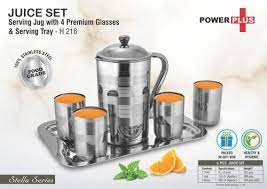 Classic 7 pcs REDBERRY Premium Range of STAINLESS STEEL 7 pcs LEMON SET [ 2 ltr Jug + 6pcs Long glass]