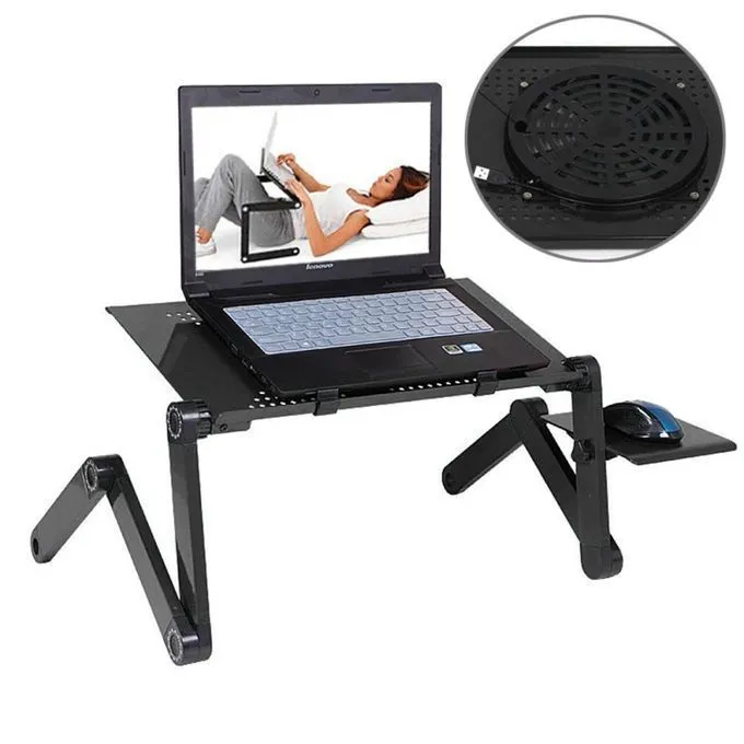 Adjustable laptop stand with Cooling fan and mouse pad Portable Foldable Workstation Notebook Riser with Dual Cooling Fans and Detachable Mousepad Tray
