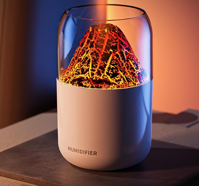 Volcano Humidifier,Mini Humidifier, USB Personal Desktop Humidifier for RV, Office, Bedroom etc. Auto Shut-Off, 2 Mist Modes, 350ml & Super Quiet