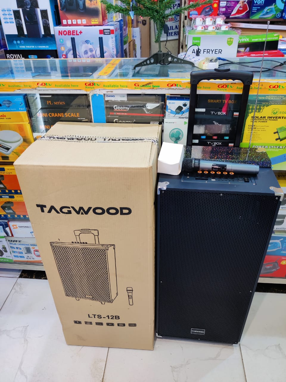TAGWOOD 12 inches Outdoor Rechargeable Public Address Speaker with wireless Microphone , USB Slot , Bluetooth , Memory Card Slot , 9800W , MP3 Player