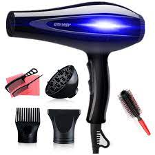 12Pcs Professional blow dry with accessories 1200W Hair Dryer Strong full set Blow Drier with cord1 Noozle1 Detachable Comb1 Flat Iron Tongs 2 Hair Clips 3 Styling Combs Manicure Kit Curl Maker Kit