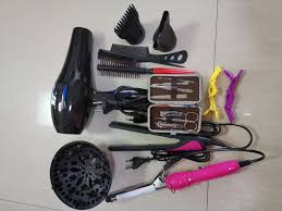 12Pcs Professional blow dry with accessories 1200W Hair Dryer Strong full set Blow Drier with cord1 Noozle1 Detachable Comb1 Flat Iron Tongs 2 Hair Clips 3 Styling Combs Manicure Kit Curl Maker Kit